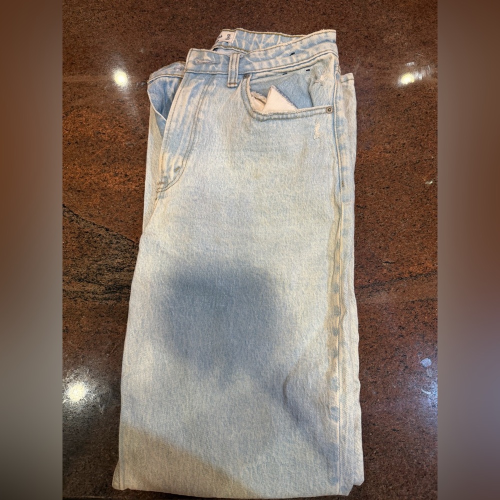 Abercrombie & Fitch Light Blue Straight Leg Jeans - Picture 3 of 4